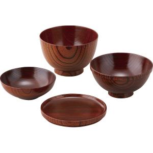 日本製 山中漆器 木質 5ッ組応量椀 本朱 応量器 ※食洗器不可 : 虹八