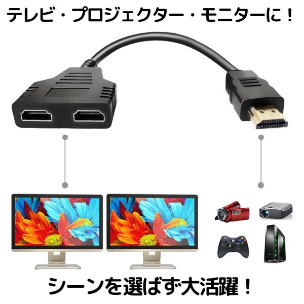 1080P HDMIスプリッタケーブル オス-デュアルHDMIメス 1対2分配