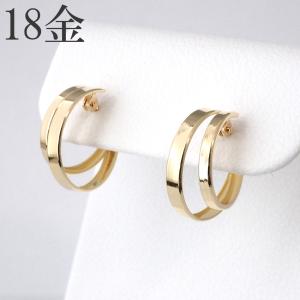 18金 フープピアス 18k 2×15 k18 輪っか 1ペア メンズ 18金