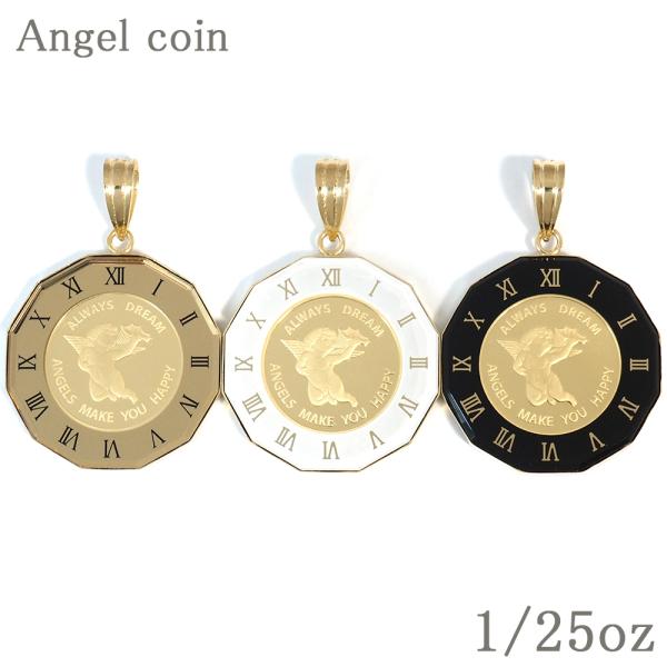 コイン エンジェル 純金 1/25oz k24 24金 24k 18金枠 18k k18 ガラス付き...
