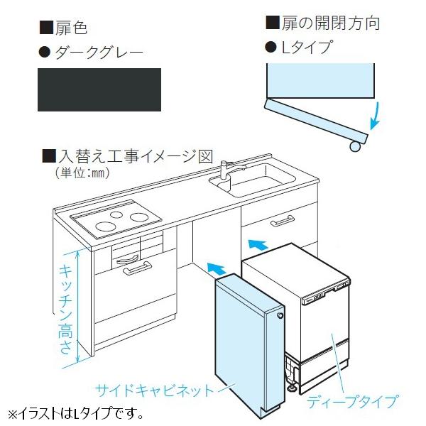 お取り寄せ 代引不可 サイドキャビネット ビルトイン食洗機専用部材 キッチン高さ80cm対応 ドアパ...