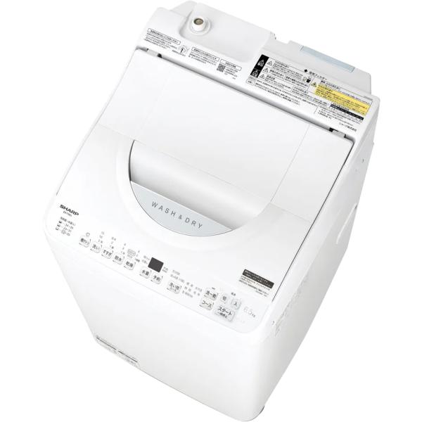 タテ型洗濯乾燥機 洗濯・脱水容量6.5kg 乾燥容量3.5kg シャープ 穴なし槽シリーズ ホワイト...