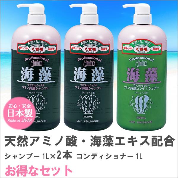 お得なセット プロフェッショナルアミノ海藻シャンプー1000ml×2本・コンディショナー1000ml...