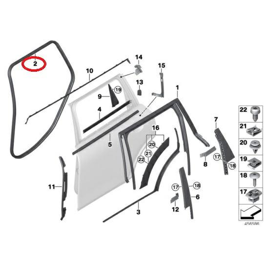 BMW MINI(ビーエムダブリュー ミニ)Ｒドアウェザーストリップ ボディ側純正品 新品F54 5...