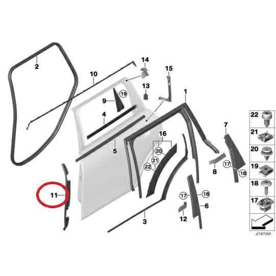 BMW MINI(ビーエムダブリュー ミニ)Ｒドアウェザーストリップ ＲＨ 前側純正品 新品F54 ...