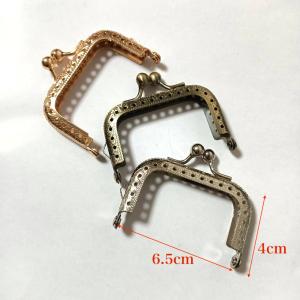 口金 (約幅6.5cm×深さ4cm）古銅色 がま口 口金 角型 両カン付 縫い付けタイプ