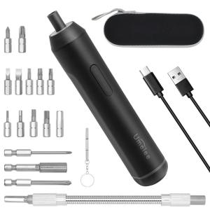 電動ドライバー 小型 Type-C充電式 ドライバー 電動・手動 ビット14本付き 超軽量 コンパクト LEDライト 収納ケース 日本語取説