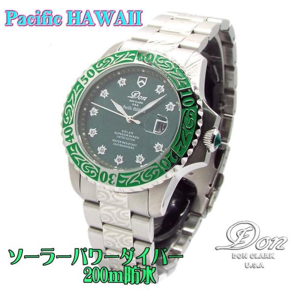 腕時計 メンズ ハワイアンジュエリー 送料無料 ソーラー 電池交換不要 ダンクラーク 貫禄の43mm...
