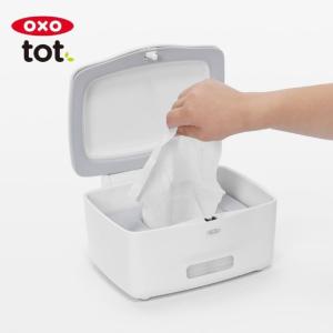 OXO Tot オクソートット 片手でらくらくコンパクトウェットティッシュケース | ウェットティッシュケース　フタ付きケース