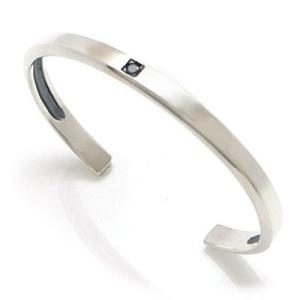 送料無料 ブラックキュービックジルコニア シルバーバングル シンプル カジュアル ブレス オリジナル...