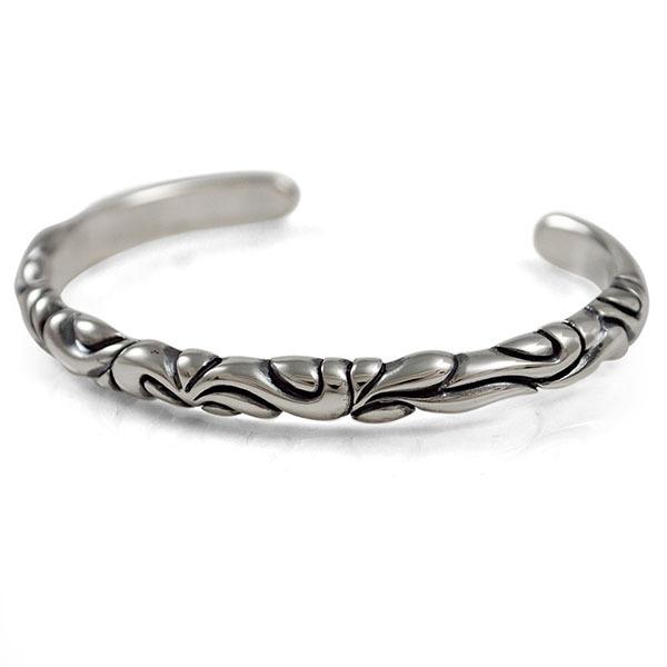 送料無料 シルバーバングル ユリモチーフ メンズ 銀製 人気 銀製 カジュアル おしゃれ ドメスティ...