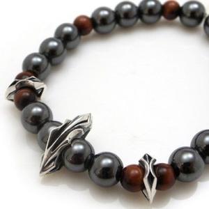 パワーストーン 数珠 天然石 ブレスレット シルバー ヘマタイト タイガーアイ メンズ シルバー92...