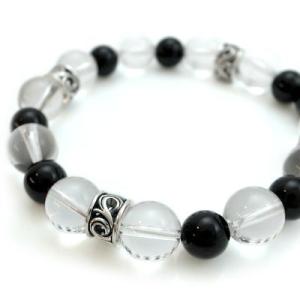 パワーストーン 数珠 天然石 ブレスレット シルバー 水晶 オニキス メンズ シルバー925 人気 ...