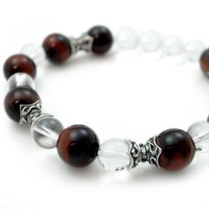 パワーストーン 数珠 天然石 ブレスレット シルバー タイガーアイ 水晶 メンズ シルバー925 人...