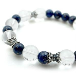 パワーストーン 数珠 天然石 ブレスレット シルバー 水晶 ラピスラズリ メンズ シルバー925 人...