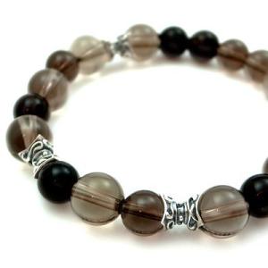 パワーストーン 数珠 天然石 ブレスレット シルバー スモーキークォーツ メンズ シルバー925 人...