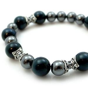 パワーストーン 数珠 天然石 ブレスレット シルバー タイガーアイ ヘマタイト メンズ シルバー92...