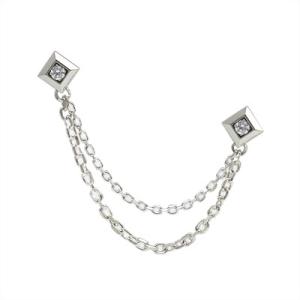 送料無料 ラペルピン スーツ シルバー キュービックジルコニア メンズ チェーン 925 人気 プレ...