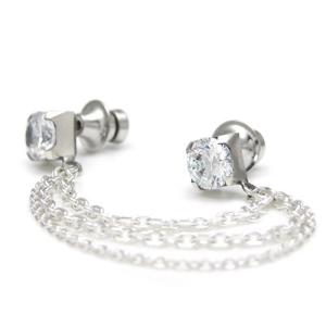 送料無料 ラペルピン スーツ シルバー キュービックジルコニア メンズ チェーン 925 人気 シン...