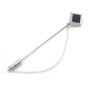 ラペルピン スーツ シルバー オニキス メンズ スクエア シンプル 925 人気 プレゼント パーテ...