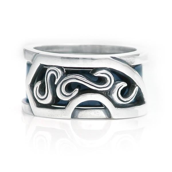 送料無料  TITAN  ブルーチタン シルバーリング メンズアクセ  おしゃれ オリジナル 大人ア...