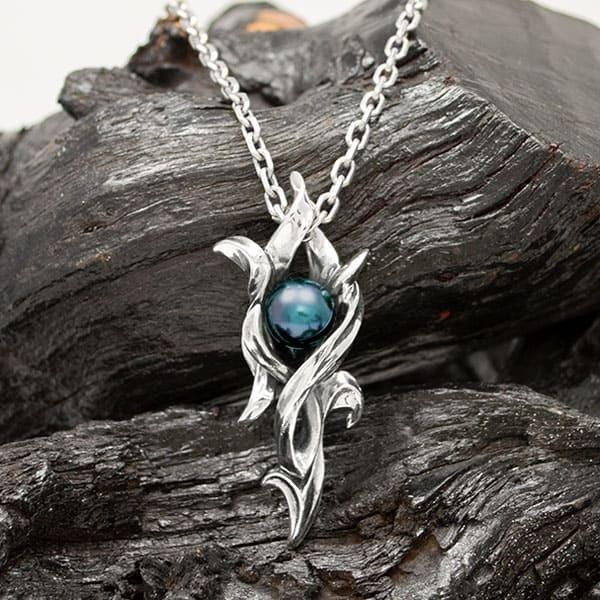 送料無料 [Dice] ブラックパール 天然真珠 シルバーペンダント 銀製 大人アクセ オリジナル ...