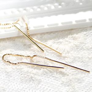 （pe198029）K18YG シンプル アメリカン ピアス　60mm　 かわいい 人気 おすすめ ...