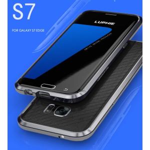Galaxy S7 edge ケース 全面ガラスフィルム+LUPHIEアルミバンパー+レザー背面（3点セット）S7エッジ 合金フレーム曲面全面タイプ人気 SC-02H SCV33
