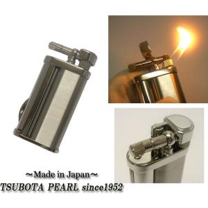 送料350円〜日本製 老舗 坪田パール社 EDDIEフリント式ガスライターシルバーサテン おまけメンテブラシ付き