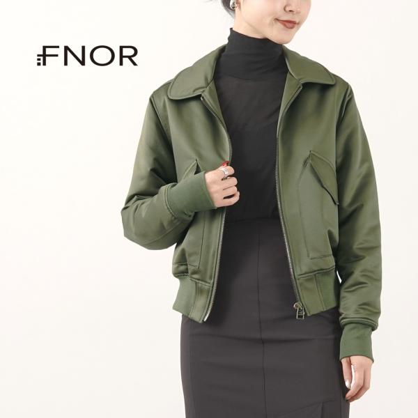 FNOR（エフノア） スライトサテン ペアアウェイ フライトジャケット / メンズ レディース ブル...