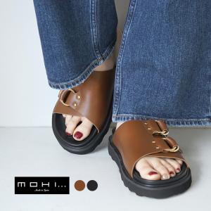 MOHI（モヒ） レディース ダブルバックルサンダル スタッズ ネグロ