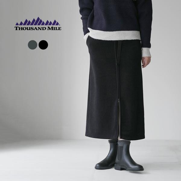 THOUSAND MILE（サウザンドマイル） ニットフリース フロントジップ スカート / タイト...