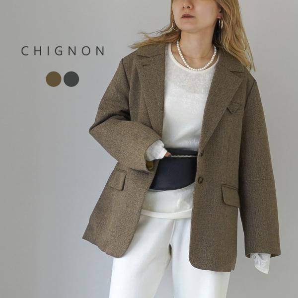 CHIGNON（シニヨン） ツイード キルトジャケット / レディース アウター テーラードジャケッ...