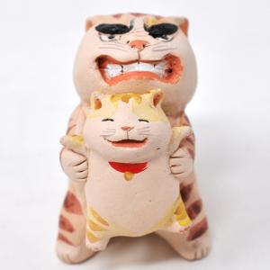 もりわじん作品「寝子」ねこの置物 猫造形 白黒ハチワレ ブチ猫 タウン