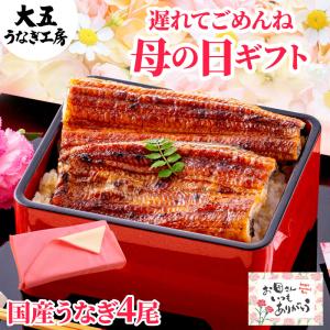 母の日 うなぎ 国産 長蒲焼4尾 母の日メッセージカード 風呂敷 ギフト 鰻 ウナギ 蒲焼き 蒲焼 4人前 プレゼント 食べ物 グルメ 爆買