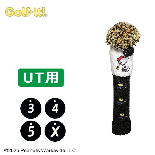 ライト ユーティリティ用 ヘッドカバー ピーナッツ スヌーピー＆ウッドストック ニット UT PEA...