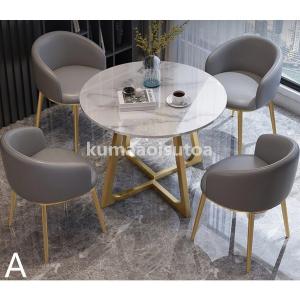 おしゃれ高級テーブル　大理石柄円形デスク 北欧風