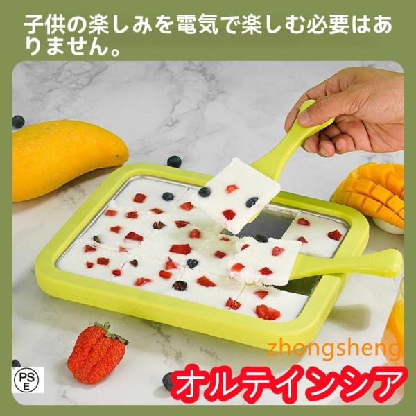 アイスクリームメーカー 電気不要 保冷 304ステンレス鋼 ヘラ2つ付き 手作り 一部 シャーベット...