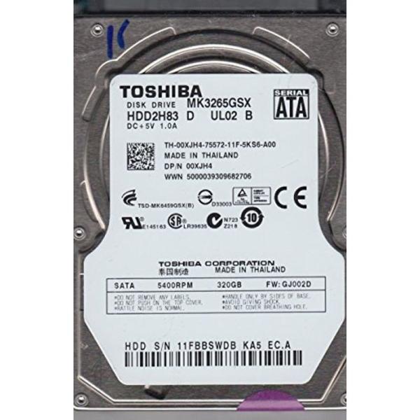 東芝 内蔵用 2.5インチ HDD MK3265GSX SATA300 320GB 5400回転