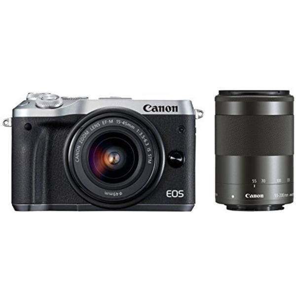 Canon ミラーレス一眼カメラ EOS M6 ダブルズームキット(シルバー) EF-M15-45m...