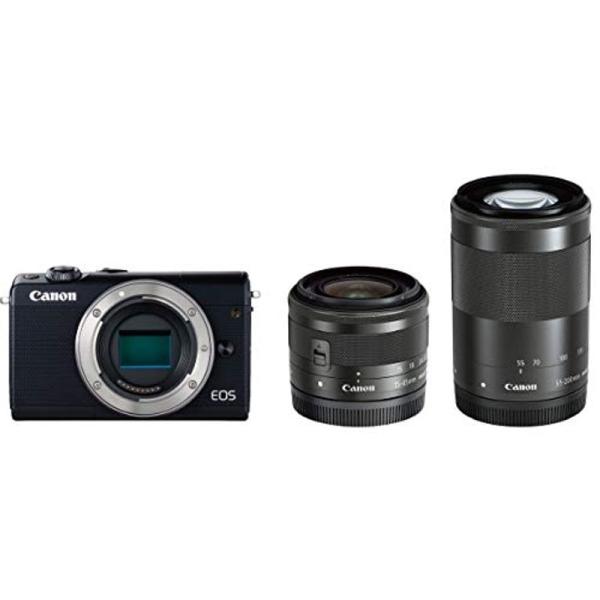 Canon ミラーレス一眼カメラ EOS M100 ダブルズームキット ブラック EOSM100BK...