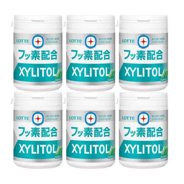 ロッテ キシリトールガム+フッ素(ペパーミント)スリムボトル 125g×6個