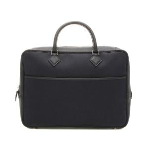 HERMES　エルメス　プリュムドッグ38　ネイビー/ブラック　シルバー金具　□G刻印　　メンズ　バ...