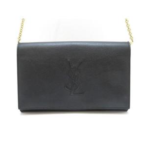 YVES SAINT LAURENT イヴサンローラン ロゴ チェーンウォレット ブラック レザー【430】2148103503719｜daikokuya78