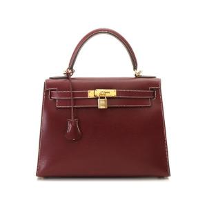 HERMES 　エルメス　2Wayショルダーバッグ　ケリー28　ルージュアッシュ　ゴールド金具　刻印...