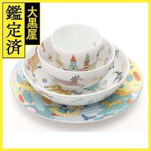 HERMES 　エルメス 食器 4点セット エポぺ Epopee HERMES キッズ 陶器　マルチカラー　未使用品【472】ＡＨ｜daikokuya78