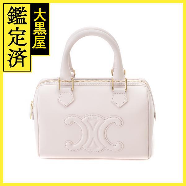 CELINE　セリーヌ　トリオンフ　スモールボストンバッグ　ウスイピンク　カーフ　【471】　Ｙ