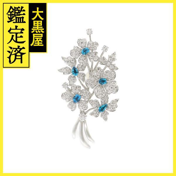 JEWELRY　パライバトルマリン　ダイヤモンド　ブローチ　K18WG　ホワイトゴールド　鑑別書　フ...