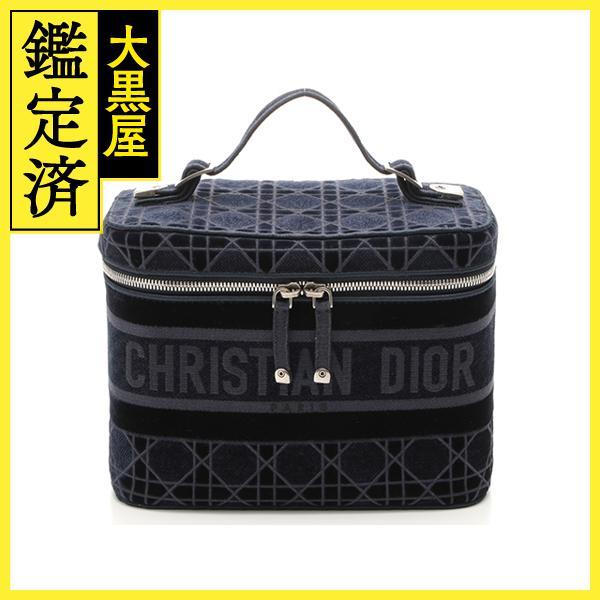 Dior　ディオール　カナージュ　ディオールトラベル　ヴァニティバッグ　ベロア　キャンバス　ネイビー...