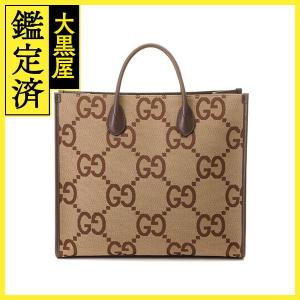 GUCCI　ジャンボGGトートバッグ　678839 UKMDG 2570　キャメル/エボニー　キャンバス/レザー　【437】｜daikokuya78